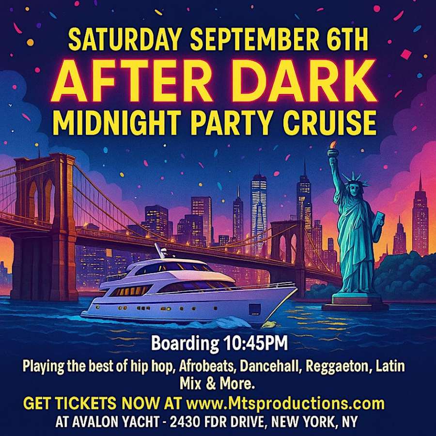 After Dark Midnight Party Cruise NYC – Saturday September 6th  Avalon Yacht